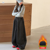 女童加绒加厚阔腿裤2025秋冬新款休闲碎花弯刀裤中大童灯笼裤长裤，童装裤子，祺儿童装