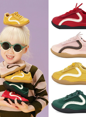 ts正品儿童复古德训鞋春秋童女童阿甘板鞋幼儿园红色运动鞋