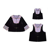 儿童国风丝绒拼接织锦撞色外套冬季 盘扣宽松时髦亲子新中式 拜年服