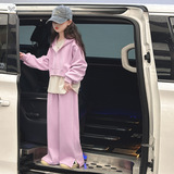 女童运动套装秋季2025新款打底衫短款外套阔腿裤三件套中大童时髦，童装休闲套装，祺儿童装