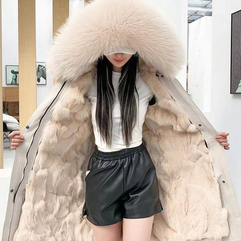 2025新款冬狐狸毛内胆派克服女可拆卸派克大衣长款保暖皮草外套女