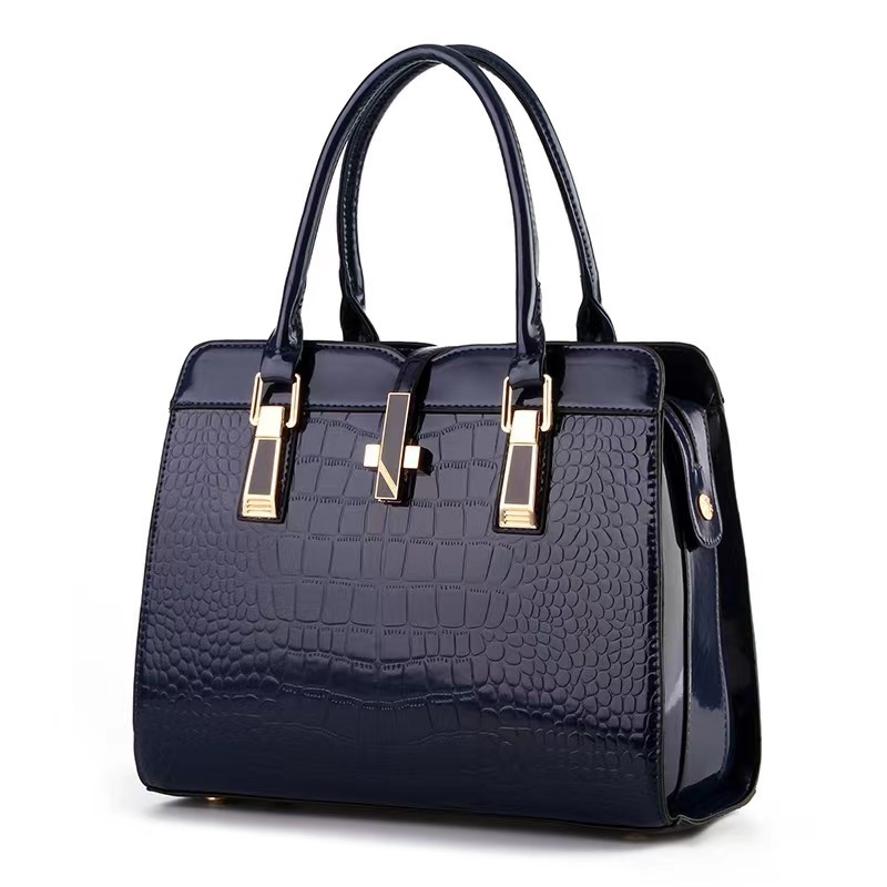 women's black handbag ladies bags 女亮皮大容量单肩手提包