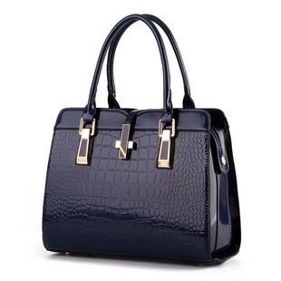 women's black handbag ladies bags 女亮皮大容量单肩手提包