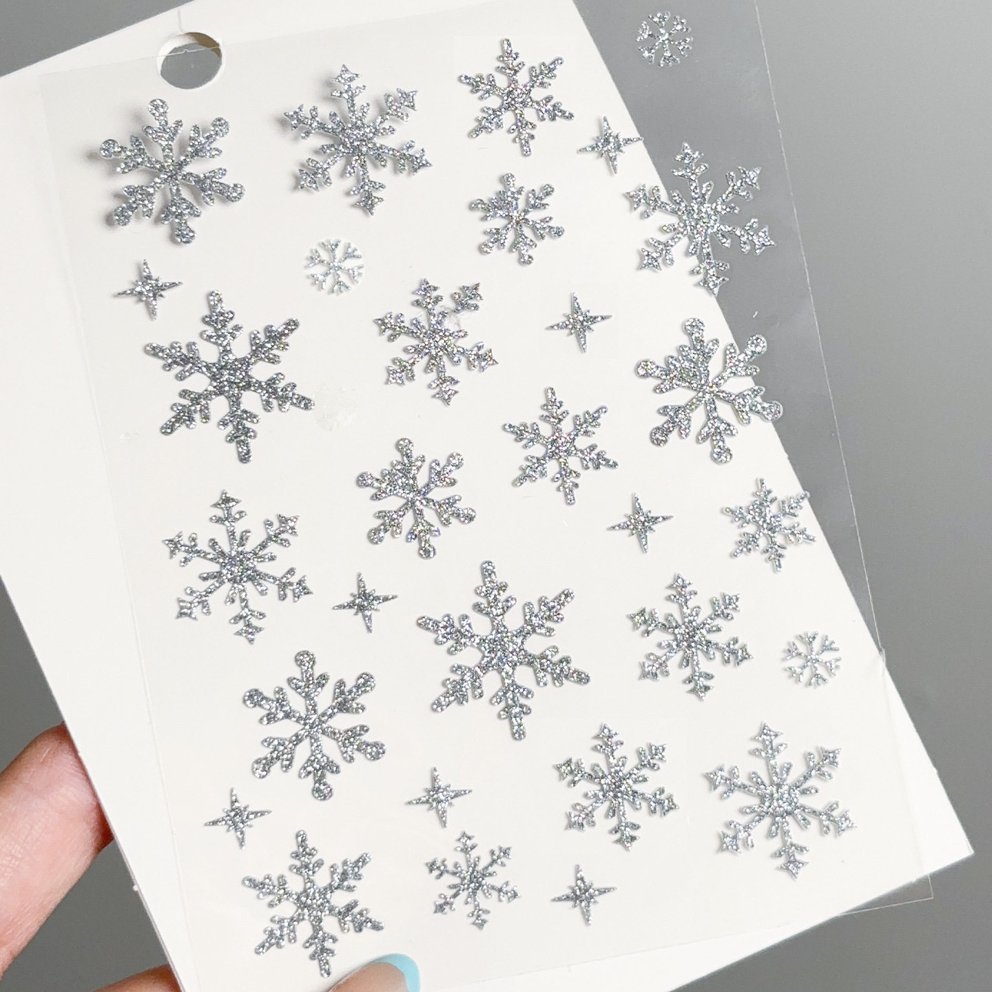 细闪银色雪花贴纸儿童舞台妆创意写真化妆脸上贴美甲小饰品闪粉女