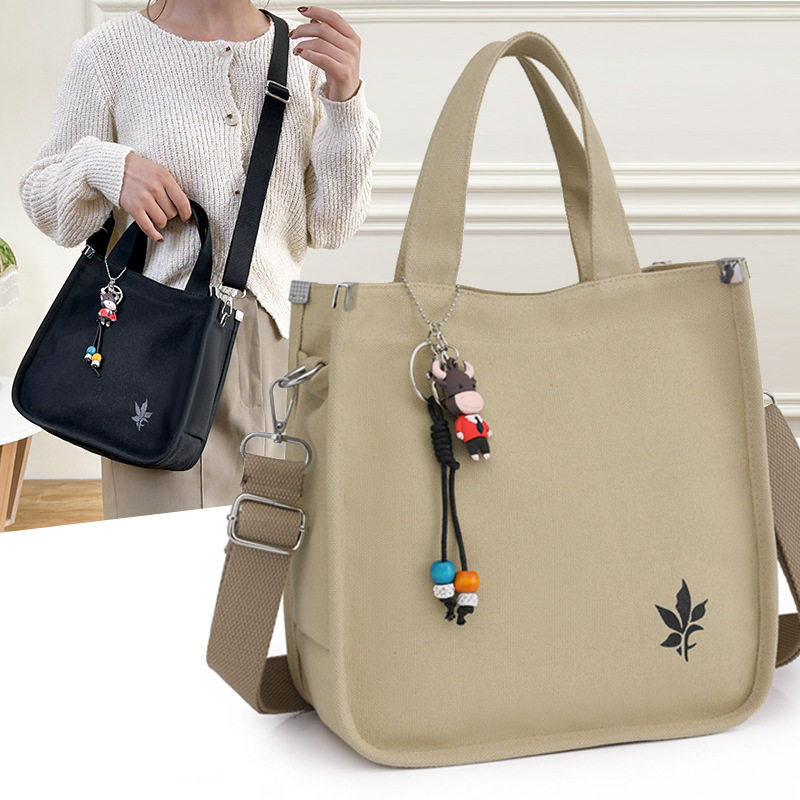 加厚帆布包女士手提包时尚手拎包手提袋上班通勤包单肩斜挎小方包