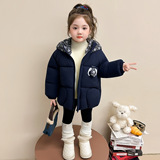 女童棉服冬季加绒加厚2025新款儿童冬装洋气时髦小童女棉袄外套，童装棉衣，祺妙童装