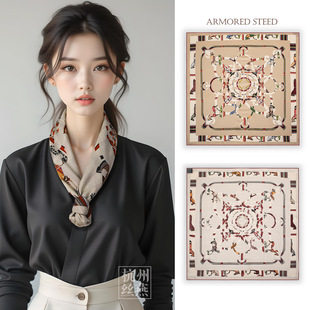 F【骏马披挂】真丝羊毛70双面手工卷边时尚百搭桑蚕丝丝毛中方巾