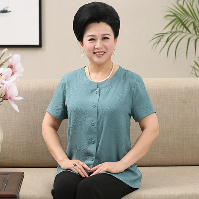 加肥加大码女宽松上衣奶奶衬衫夏