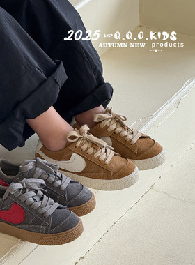 2025秋儿童板鞋灰色卡其时尚百搭小孩低帮休闲鞋男女童运动单鞋38