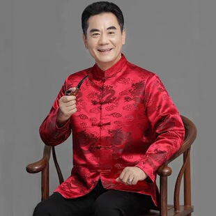 秋冬中国风唐装中老年长袖爸爸老人生日过寿星婚礼爷爷衣服外套