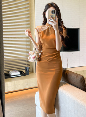 新中式复古气质改良旗袍连衣裙女中国风修身显身材包臀裙子10347