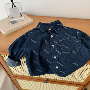 春秋款 外套长袖 2023新款 童装 衬衣 炸街中小童儿童春装 童牛仔衬衫