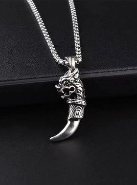 复古狼牙吊坠狼牙毛衣链