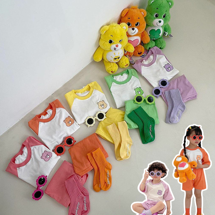 韩国童装小童男女宝宝短袖套装