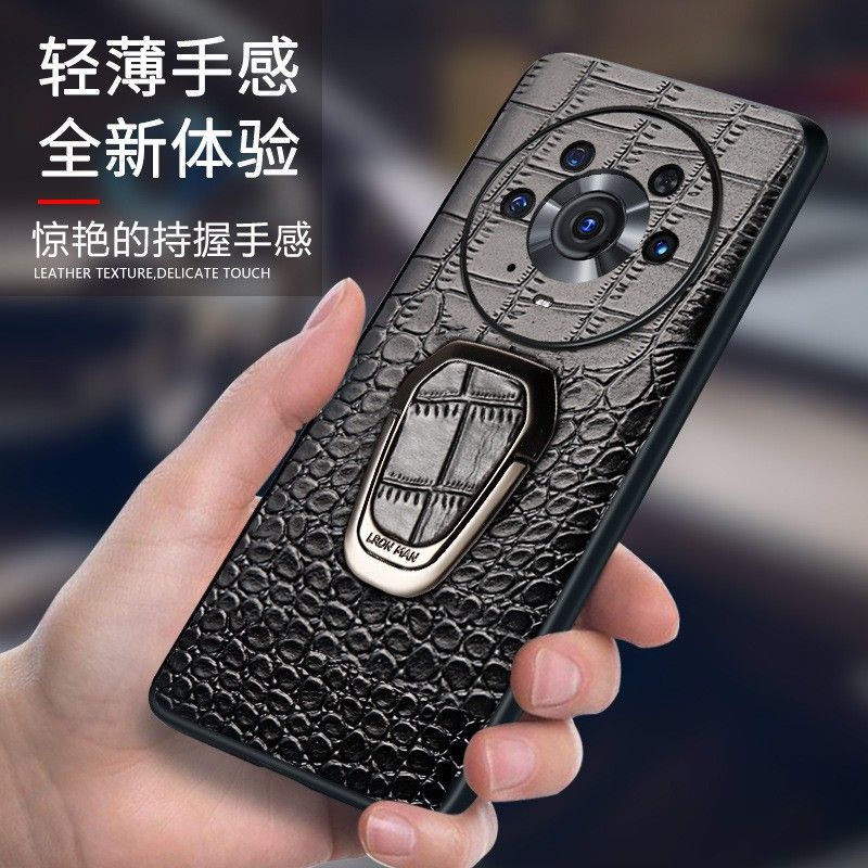 适用荣耀magic4pro手机壳Honormagic3pro保护套魔术mg4至臻版高档轻奢华鳄鱼纹m3带磁吸支架真皮镜头全包后壳