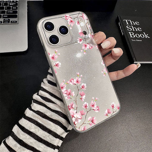 梦幻樱花透明细闪苹果iPhone少女