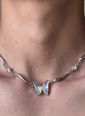 冷淡风镶钻锆石爱心项链潮流个性时尚锁骨链卫衣链网红ins项饰女