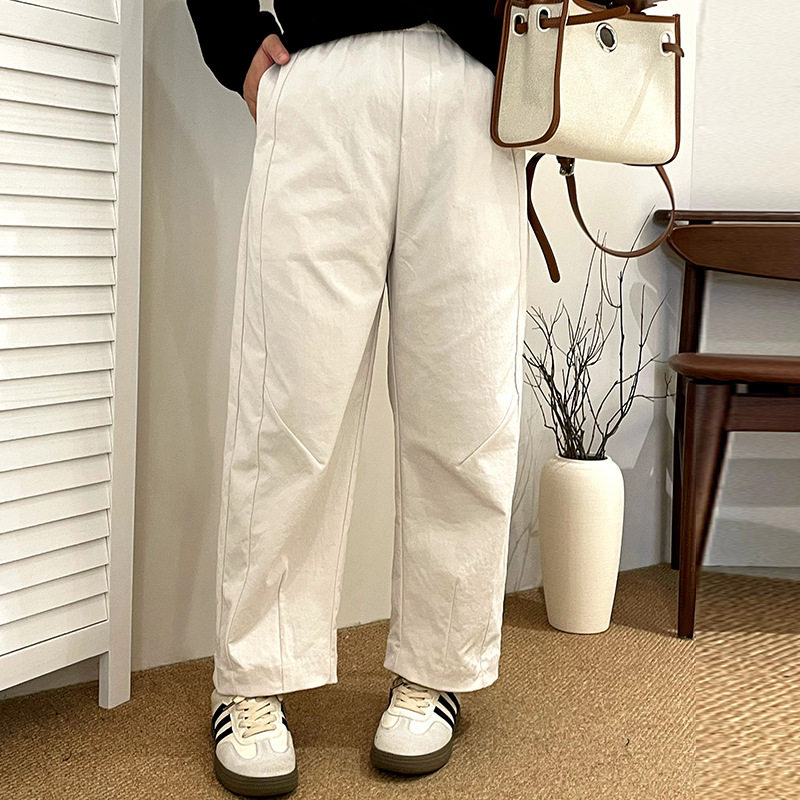 乃粒NK1303大码女装松紧休闲裤2026春胖mm宽松直筒阔腿裤女九分裤
