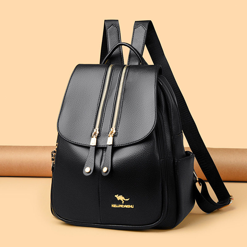 双肩包女2026新款韩版潮真皮多功能妈咪包软皮女包大容量旅行背包