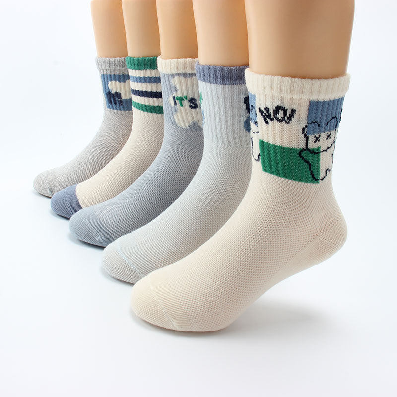 六指鼠春夏款女童中筒儿童薄棉袜春季女孩薄款大童童袜纯棉宝宝袜