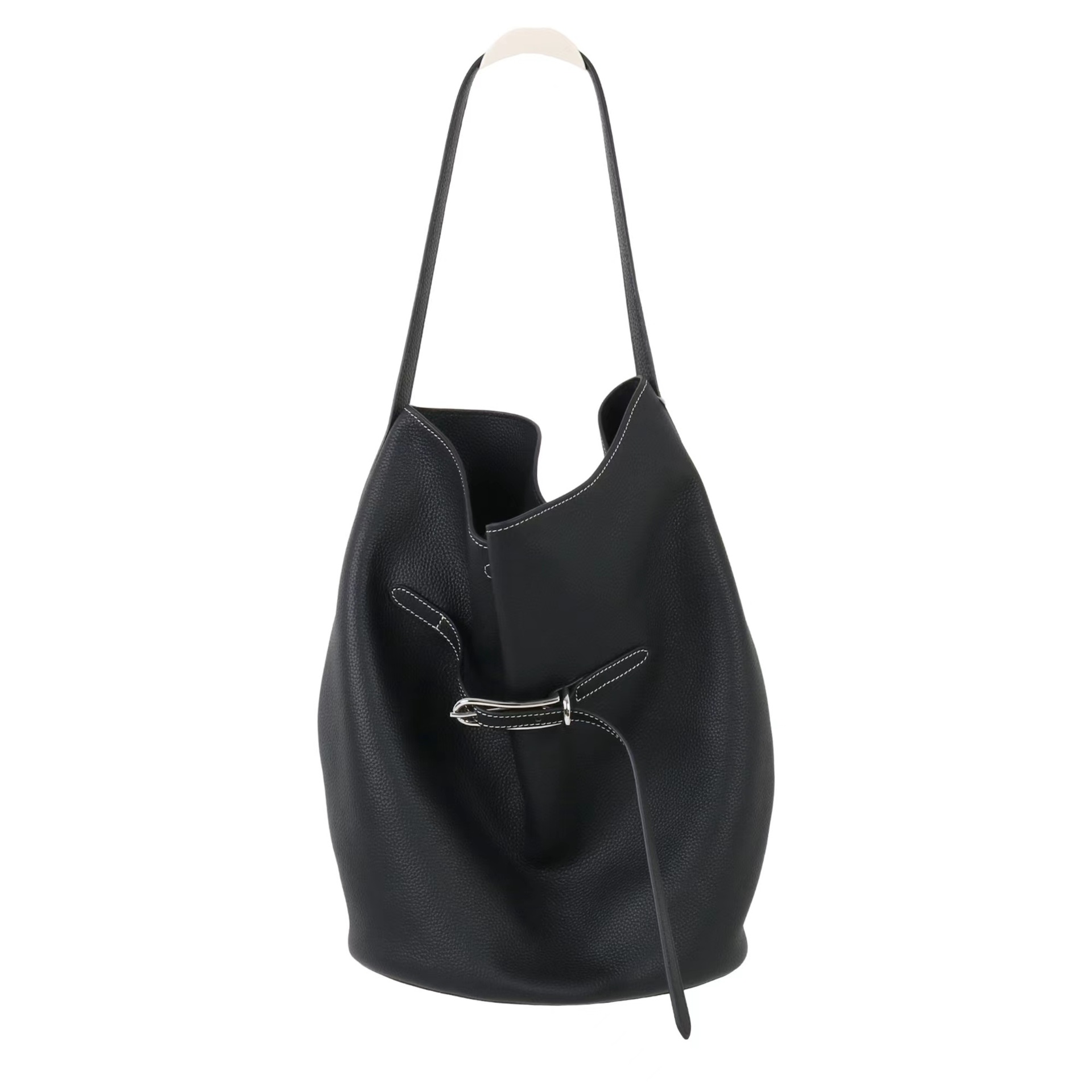 2025新款高品质头层牛皮托特包hobo腋下包皮带装饰水桶包通勤包包