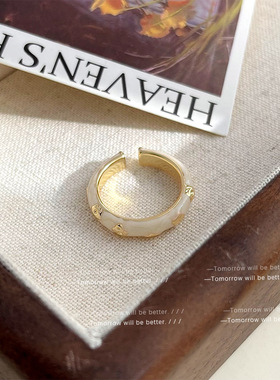 奶油梦。法式复古珐琅滴油戒指女时尚轻奢小众设计感食指戒指环