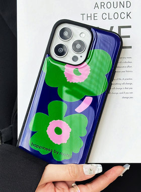 苹果手机壳iPhone16pro手机壳15Promax滴胶壳13蓝色创意还对图案ins风手机壳