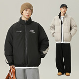 撞色设计棉服冬季款字母印花棉衣外套加厚面包服L5123-P100控168，男装棉衣，电商A362