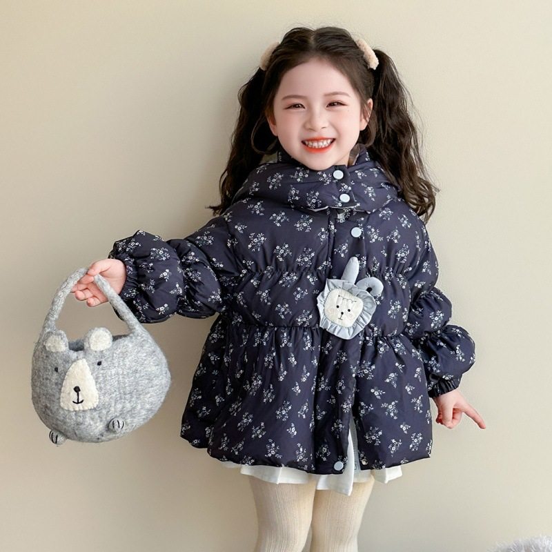 女童棉服冬季2025新款洋气儿童棉袄加厚女孩公主碎花冬装外套P118，童装棉衣，祺妙童装