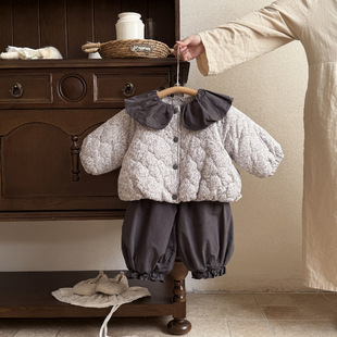 婴儿衣服棉服冬季女加厚保暖时尚一岁冬款外套棉衣外出服套装