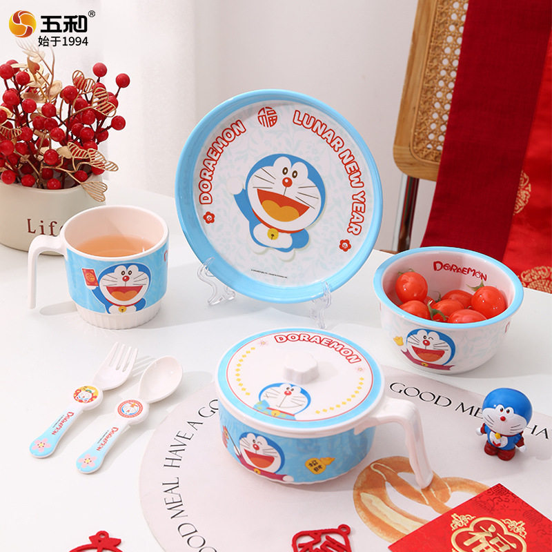 五和食品级密胺A梦哆啦儿童餐具