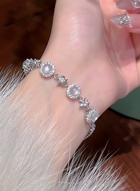 月光女神新中式锆石花朵手链女轻奢小众精致绝美手饰清冷感手串