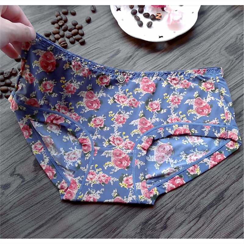 直供女式可爱少女牛奶丝冰丝碎花低腰性感印花短裤柔软无痕三角内