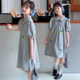 女童韩版polo领连衣裙中大童泡泡袖中长裙A字裙2025年夏新款学生，商品下架区，祺儿童装