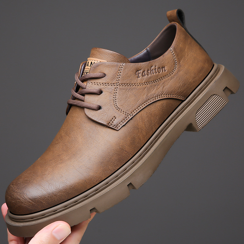 冬季奥伦新款厚底潮流德比鞋款休闲结婚黑低帮工装马丁靴鞋男鞋