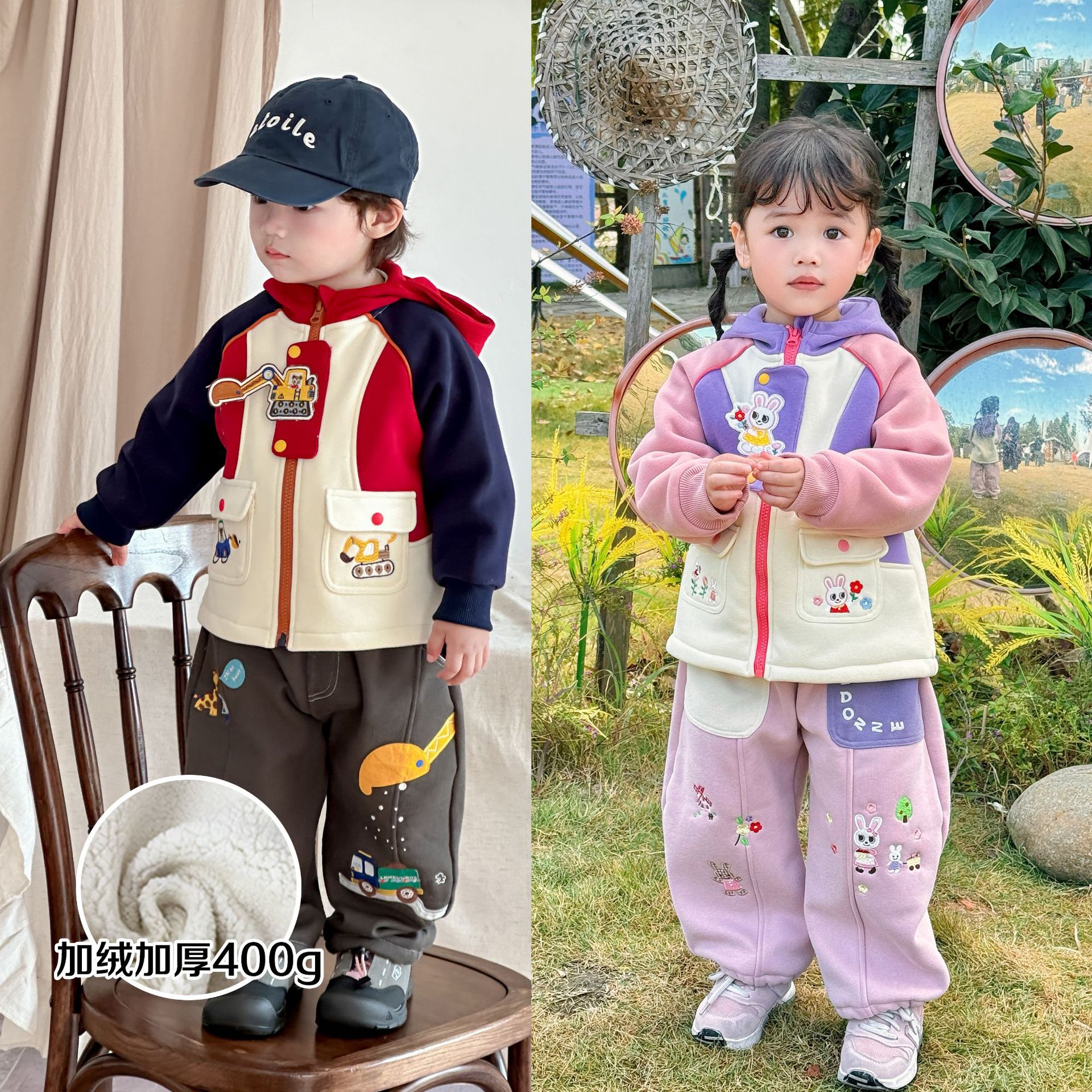 童外套2025年冬季新款女童外套连帽儿童拜年服女童加厚外套