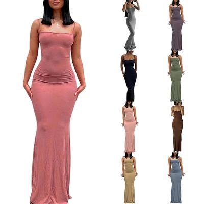 ‌Sexy Slim Mermaid Maxi Dress Thin Strap Butt Lifting鱼尾裙