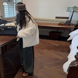 女童2025年冬季新款时尚小香风立领外套军绿工装弯刀裤套装加厚潮，童装休闲套装，祺儿童装