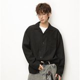 长袖衬衫春季复古老钱古巴领简约休闲衬衣外套OC8021-P45控78，男装衬衫，电商A362