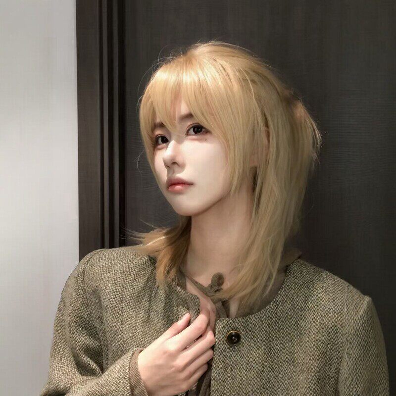 小众气质假发全头套女少年气浅金鲻鱼头可半扎绅士感仿真全头发套