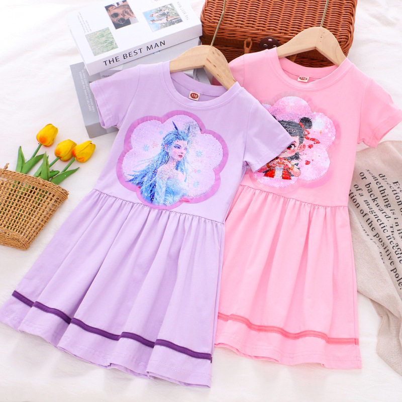 女童爆款夏季连衣裙儿童变色亮片公主裙小女孩短袖裙子哪吒衣服,童装/婴儿装/亲子装,连衣裙,淘宝优惠券,粉丝福利购,淘宝优惠卷