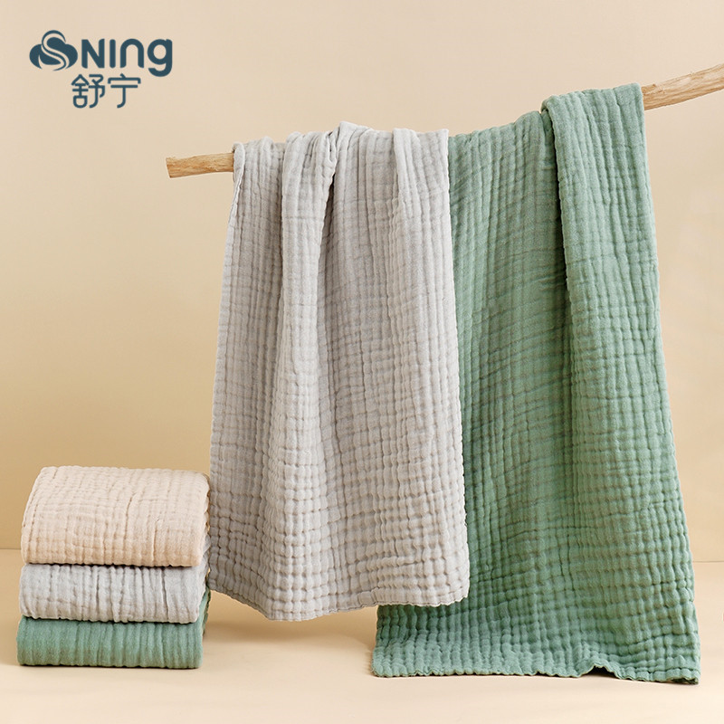 跨境出口宝宝浴巾素色六层纱布纯棉盖毯新生儿童被毯子泡泡巾厂家