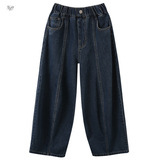 女童2025年秋冬新款百搭气球牛仔裤女大童户外加绒加厚保暖弯刀裤，童装裤子，祺儿童装