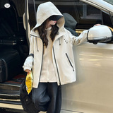 女童秋冬款夹棉冲锋衣2025新款儿童加绒加厚三合一运动骑行服外套，童装外套，祺儿童装