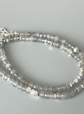 小众设计复古叠戴手链长石碎银子