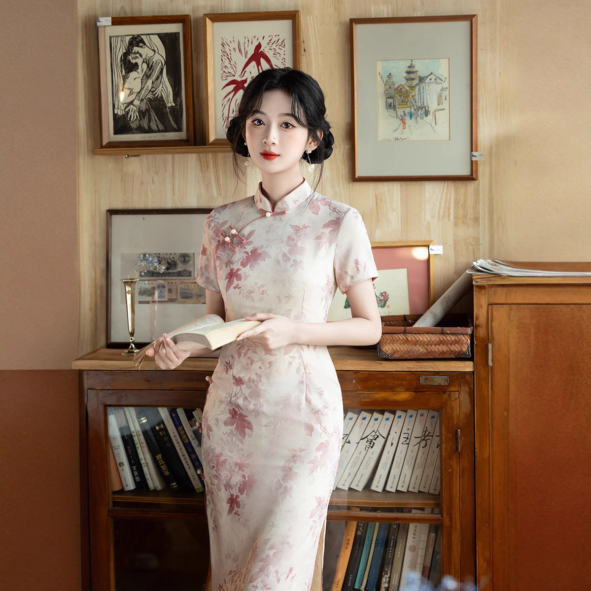 唐依恋小个子旗袍年轻款少女2026新款日常连衣裙粉色新中式温柔风