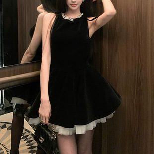 夜宴千金水钻赫本公主裙连衣裙女背心裙生日礼服裙