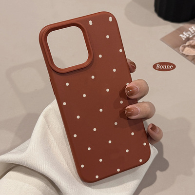 安哥拉红适用苹果手机壳iphone16秋冬复古13简约波点15promax软14