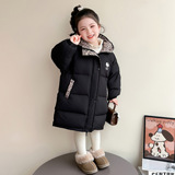 女童加厚棉服冬装洋气儿童保暖两面穿外套韩版冬季中长款棉衣P122，童装棉衣，祺妙童装
