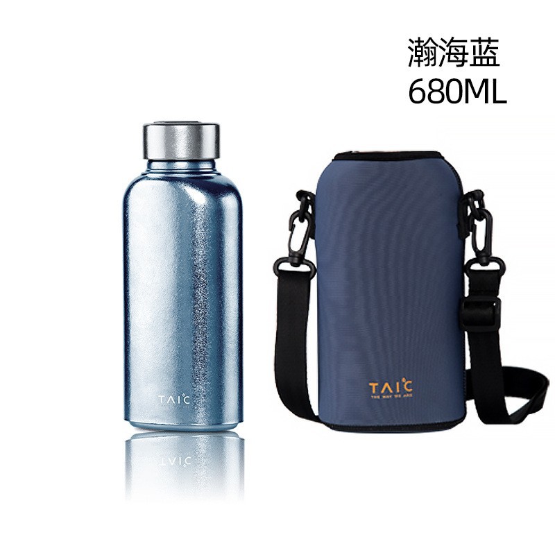 TAIC太可纯钛水壶大容量扁平水杯运动旅行户外便携金属层冲锋壶